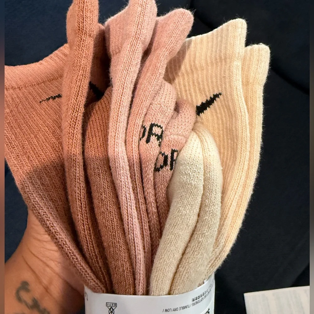 Nike Everyday Plus Cushioned‎ Training Crew Socks 3-Pack Natural Colors - Picture 2 of 2